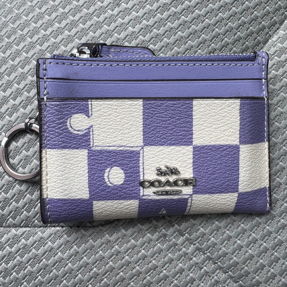 Violet Checkered Coach ID card case